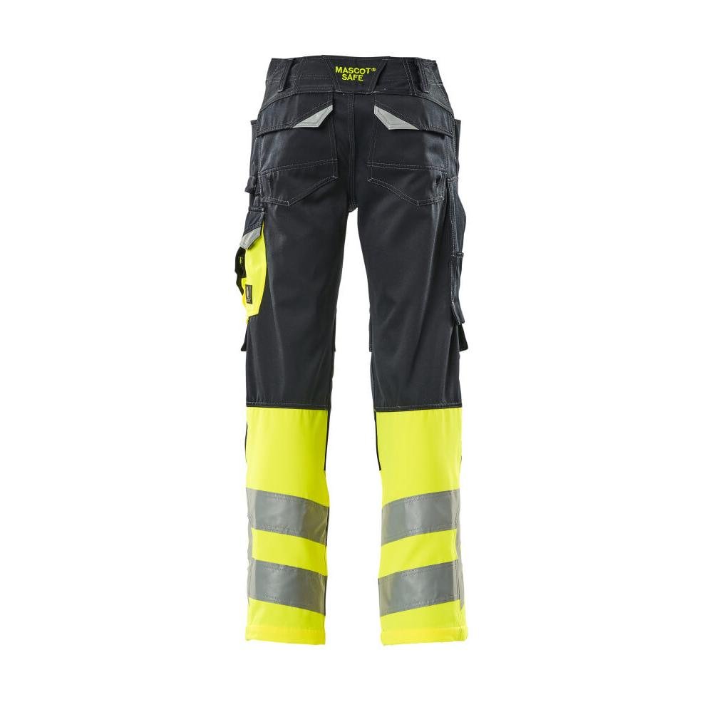 Pantalon MASCOT® Leeds, noir bleu/jaune haute visibilité