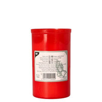 Cilindriche PAPSTAR Candela commemorativa Grablicht T3 con involucro in plastica rossa (Ø 6,4 cm, altezza 10 cm) ed etichetta bianca con testo, simboli, codice a barre e grafica. Ideale per l’uso al cimitero. Marca: PAPSTAR S.r.l.