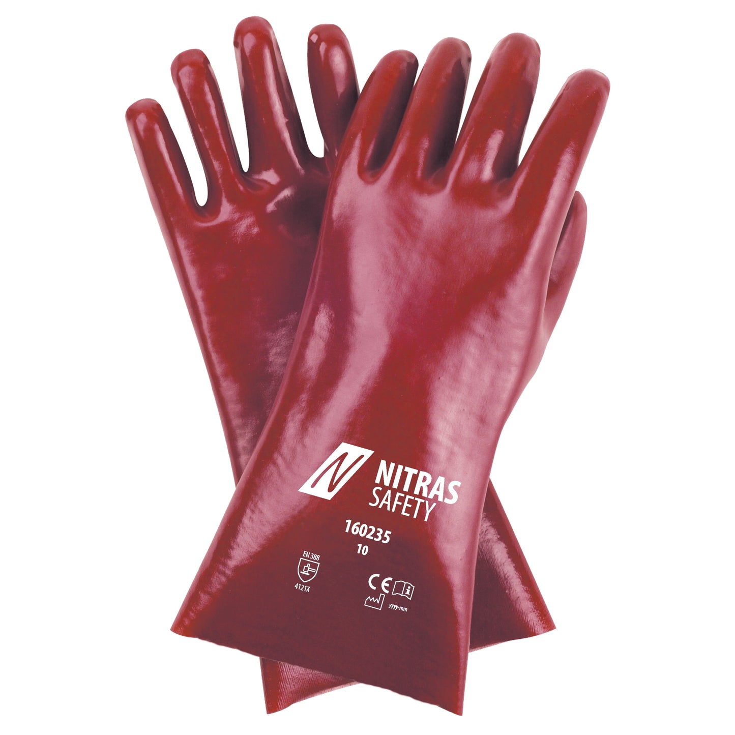 NITRAS PVC-Handschuhe, rot, EN 388 Baumwoll-Trikot | Packung (12 Paare)
