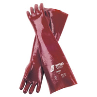 Fin de série : gants en PVC NITRAS, rouges, EN 388, tricot de coton, taille 10 | Lot (12 paires)