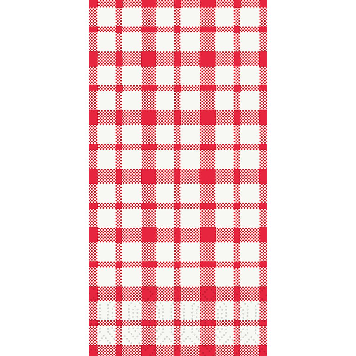 Die Duni GmbH Zellt.Serv. 40x40 mm, 3-lagig, 1/8 F. Giovanni-Servietten (250er Pack) zeigen ein klassisches rot-weißes Gingham-Karomuster mit gleichmäßig wiederkehrendem Motiv und einer praktischen 1/8-Faltung.