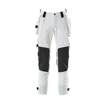 Hose mit Hängetaschen, Stretch Hose, weiss