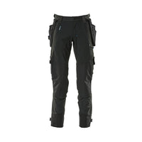 Pantalon avec poches suspendues, pantalon stretch, noir