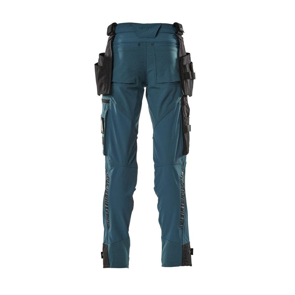 Trousers with hanging pockets, stretch trousers, dark petroleum