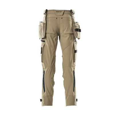 Trousers with hanging pockets, stretch trousers, light khaki