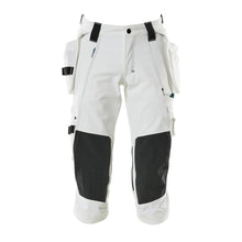 Dreiviertel-Hose, Hängetaschen, Stretch Dreiviertel-Hose, weiss