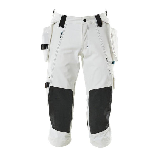 Dreiviertel-Hose, Hängetaschen, Stretch Dreiviertel-Hose, weiss