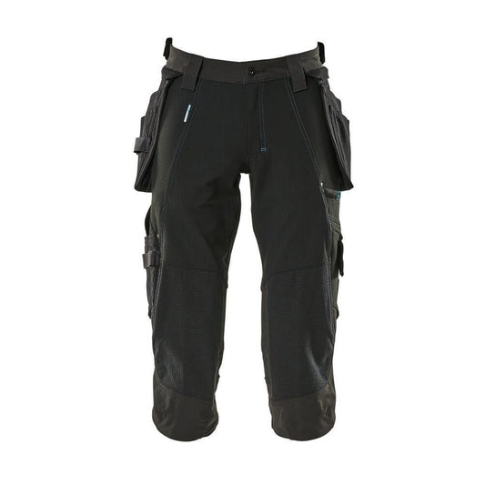 Dreiviertel-Hose, Hängetaschen, Stretch Dreiviertel-Hose, schwarz