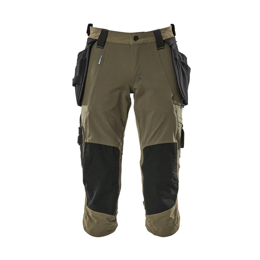 Pantaloni tre quarti, tasche appese, pantaloni tre quarti stretch, verde muschio
