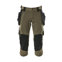 Pantaloni a tre quarti MASCOT®, tasche a filetto, elasticizzati, verde muschio