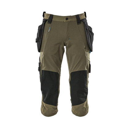 Pantaloni tre quarti, tasche appese, pantaloni tre quarti stretch, verde muschio