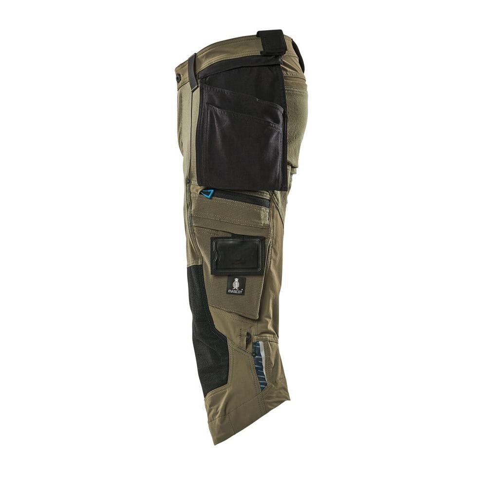 Pantaloni tre quarti, tasche appese, pantaloni tre quarti stretch, verde muschio
