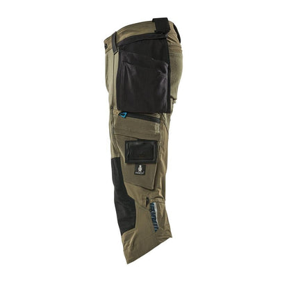 Pantaloni tre quarti, tasche appese, pantaloni tre quarti stretch, verde muschio