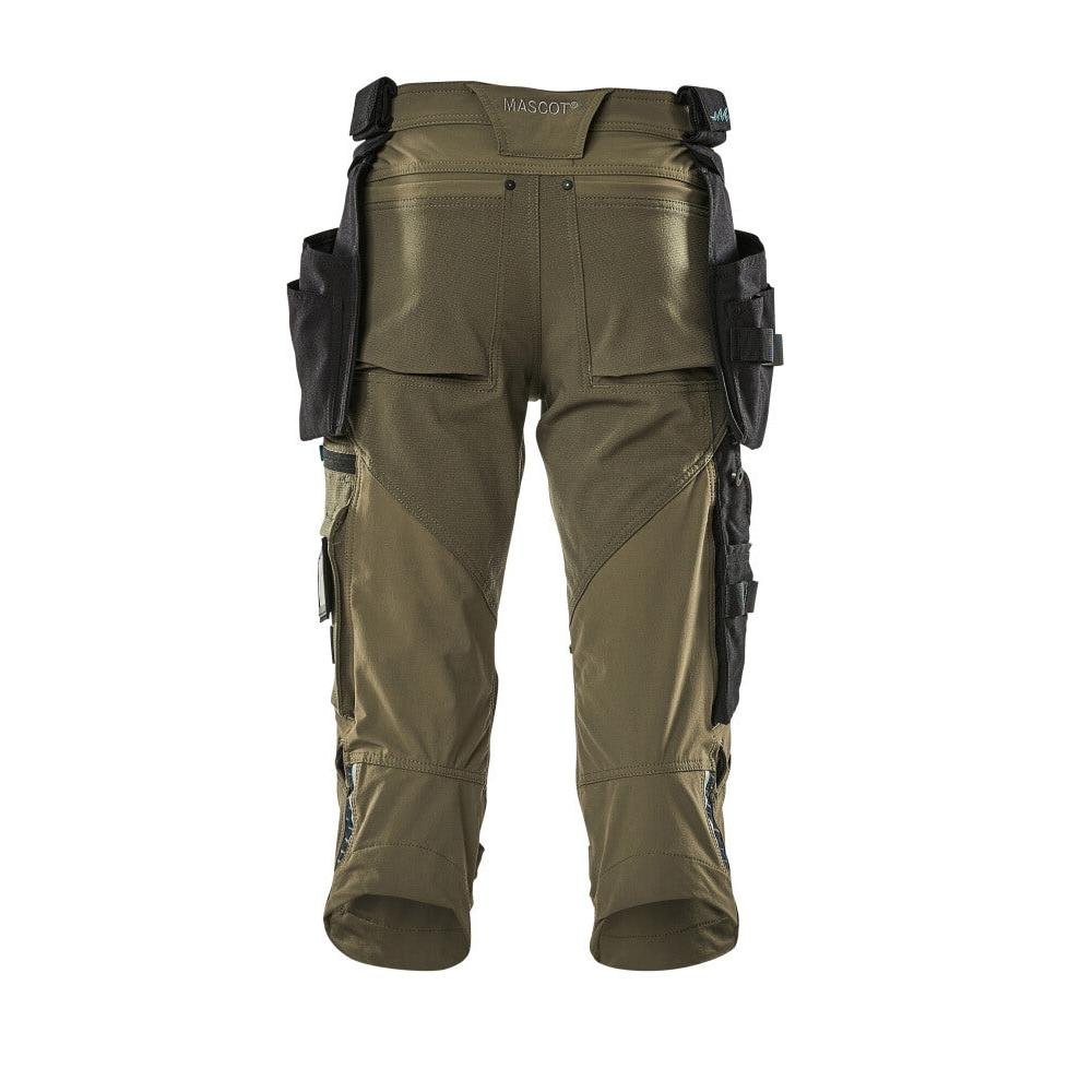 Pantaloni tre quarti, tasche appese, pantaloni tre quarti stretch, verde muschio
