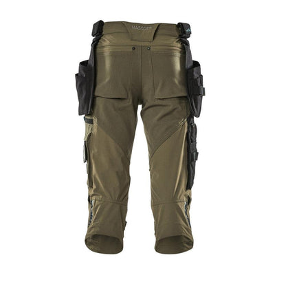 Pantaloni tre quarti, tasche appese, pantaloni tre quarti stretch, verde muschio
