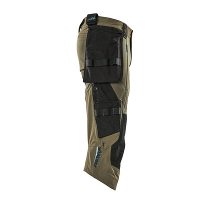 Pantaloni tre quarti, tasche appese, pantaloni tre quarti stretch, verde muschio