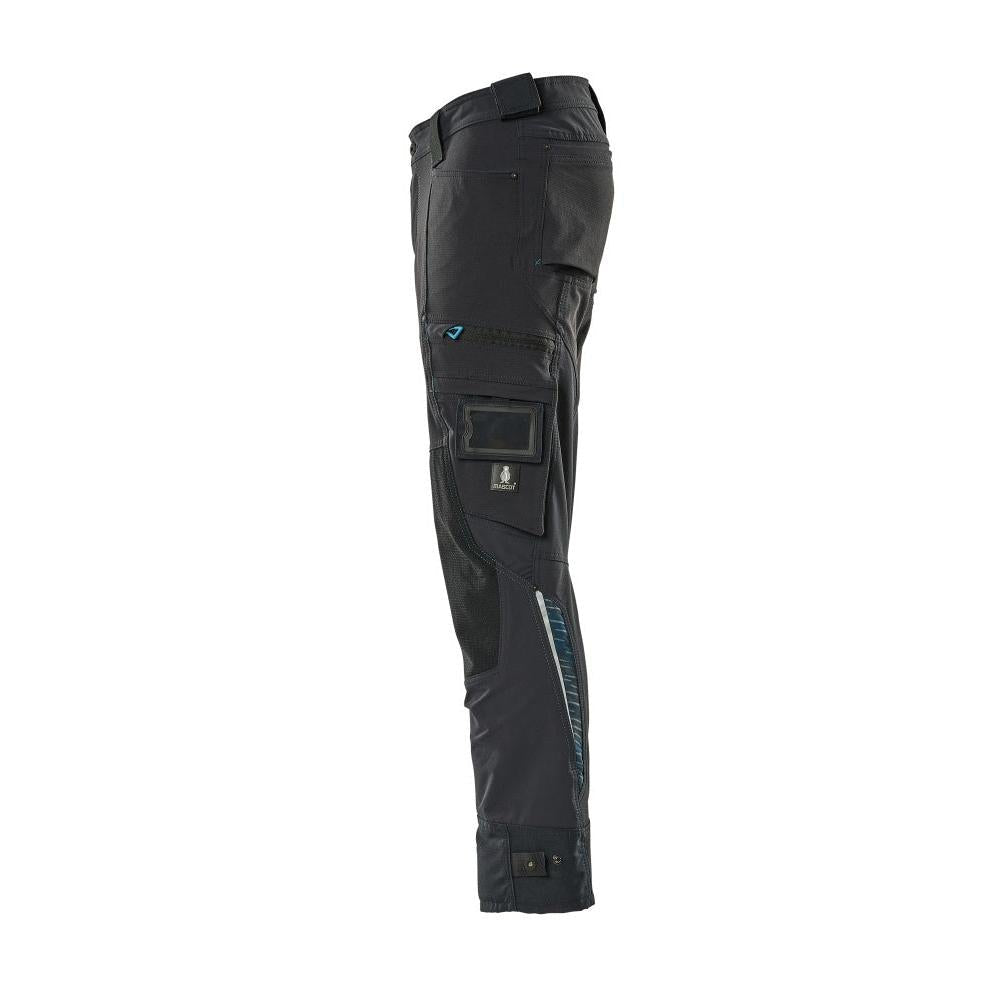 Pantaloni con tasche sulle ginocchia in Dyneema, pantaloni elasticizzati, nero-blu