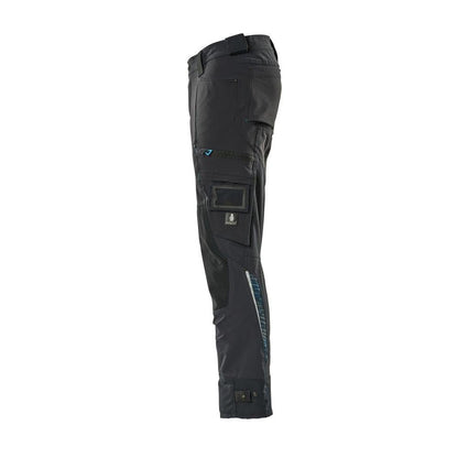 Pantaloni con tasche sulle ginocchia in Dyneema, pantaloni elasticizzati, nero-blu