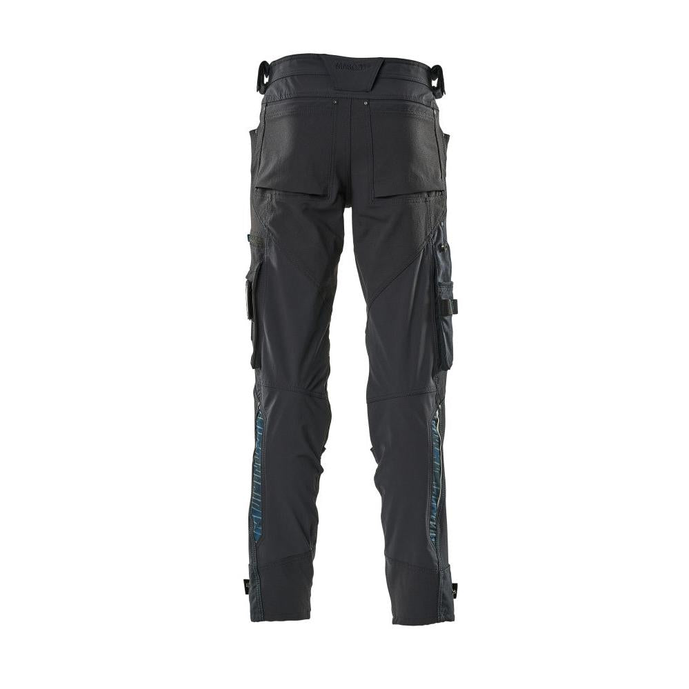 Pantaloni con tasche sulle ginocchia in Dyneema, pantaloni elasticizzati, nero-blu