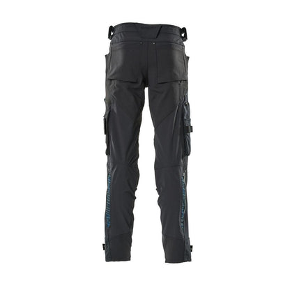 Pantaloni con tasche sulle ginocchia in Dyneema, pantaloni elasticizzati, nero-blu