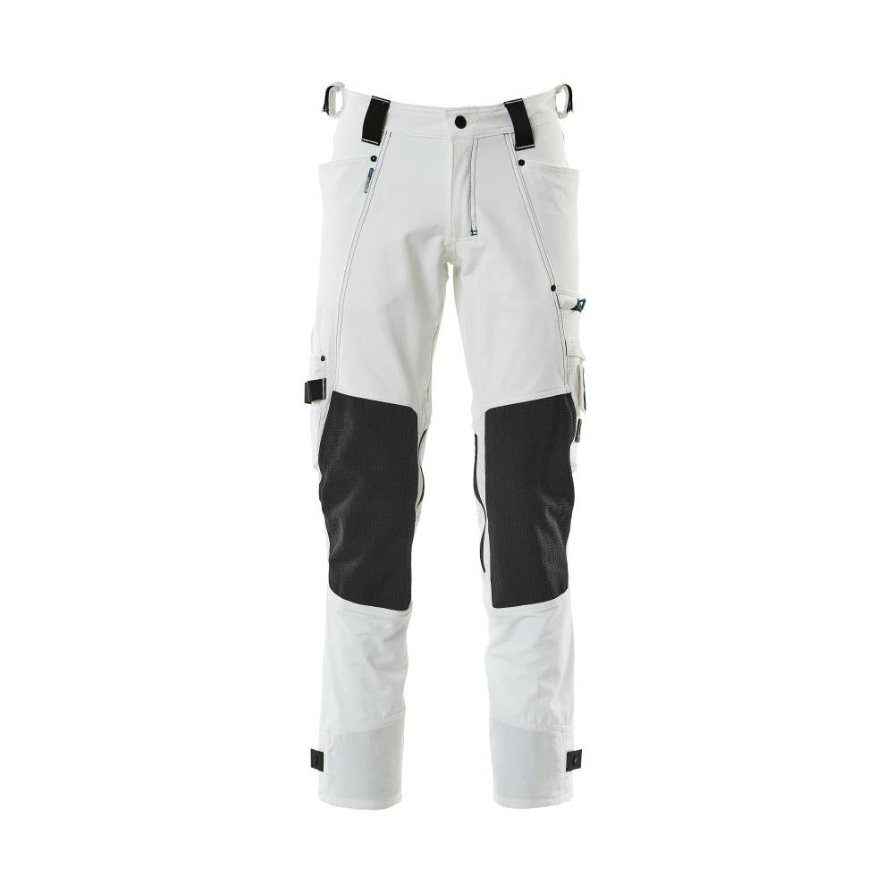 Pantaloni con tasche sulle ginocchia in Dyneema, pantaloni elasticizzati, bianco
