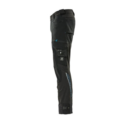 Pantaloni con tasche sulle ginocchia in Dyneema, pantaloni elasticizzati, neri
