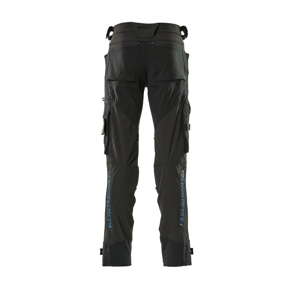 Pantaloni con tasche sulle ginocchia in Dyneema, pantaloni elasticizzati, neri