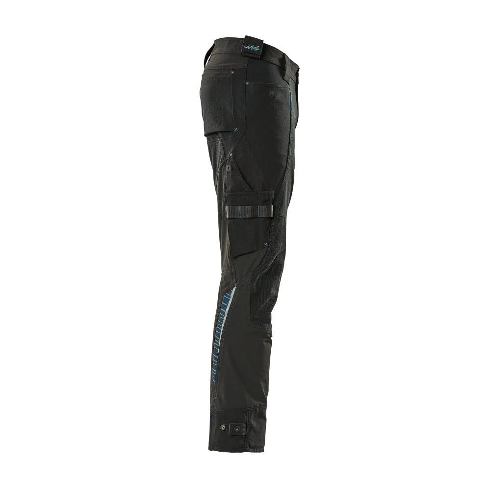 Pantaloni con tasche sulle ginocchia in Dyneema, pantaloni elasticizzati, neri