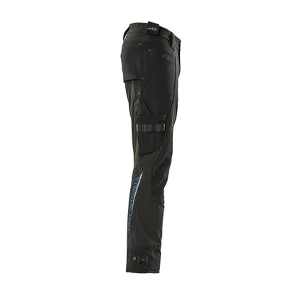 Pantaloni con tasche sulle ginocchia in Dyneema, pantaloni elasticizzati, neri