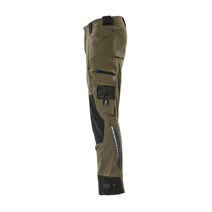 Pantaloni con tasche al ginocchio in Dyneema, pantaloni elasticizzati, verde muschio
