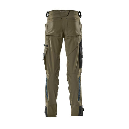 Pantaloni con tasche al ginocchio in Dyneema, pantaloni elasticizzati, verde muschio
