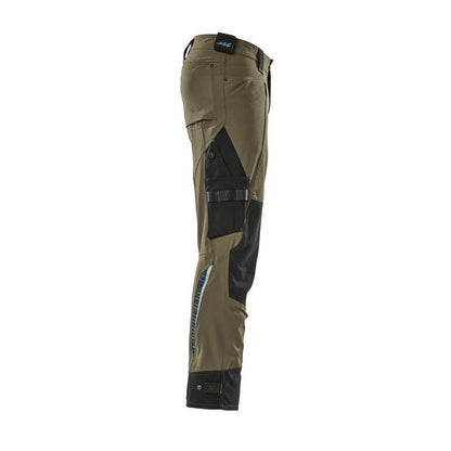 Pantaloni con tasche al ginocchio in Dyneema, pantaloni elasticizzati, verde muschio