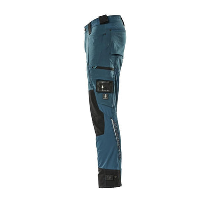 Pantaloni con tasche al ginocchio in Dyneema, pantaloni elasticizzati, petrolio scuro