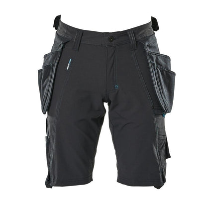 Shorts, tasche appese rimovibili, shorts artigianali elasticizzati, nero-blu