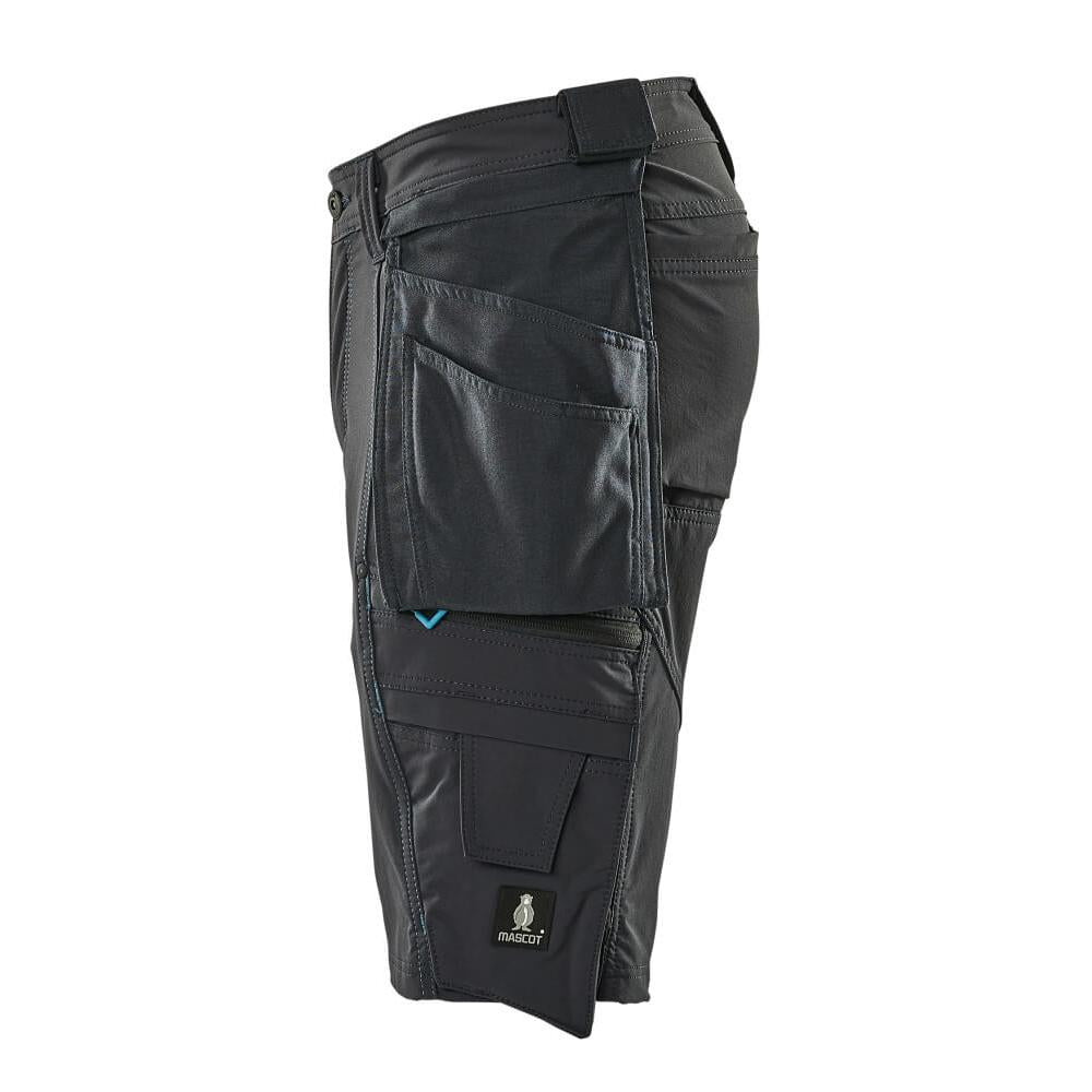 Shorts, tasche appese rimovibili, shorts artigianali elasticizzati, nero-blu