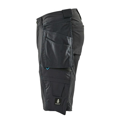 Shorts, tasche appese rimovibili, shorts artigianali elasticizzati, nero-blu