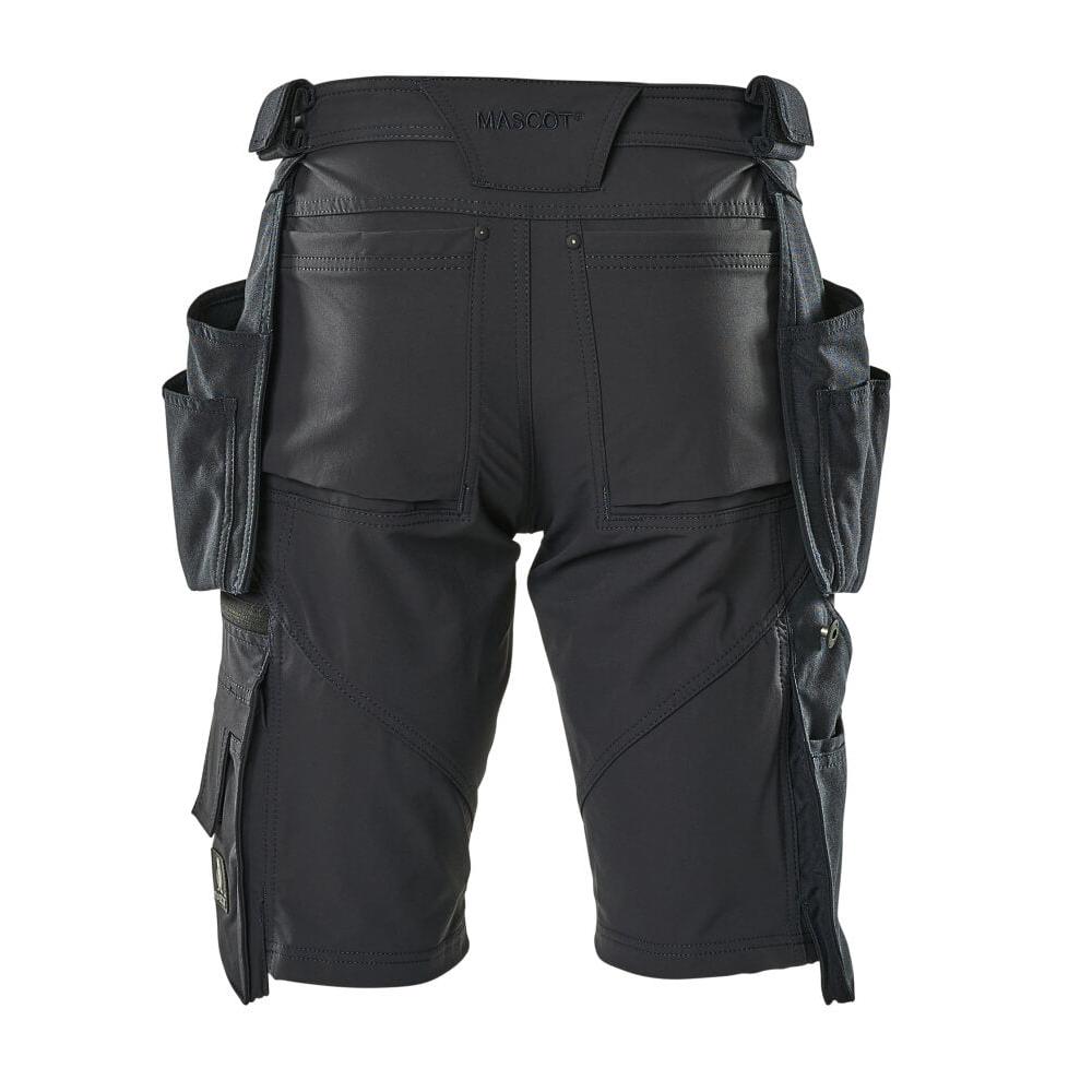 Shorts, tasche appese rimovibili, shorts artigianali elasticizzati, nero-blu