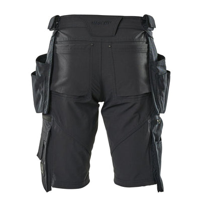 Shorts, tasche appese rimovibili, shorts artigianali elasticizzati, nero-blu