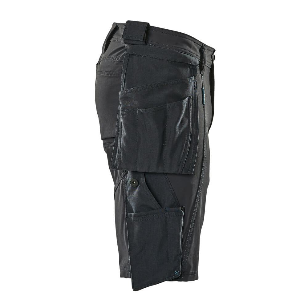 Shorts, tasche appese rimovibili, shorts artigianali elasticizzati, nero-blu