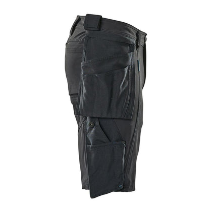 Shorts, tasche appese rimovibili, shorts artigianali elasticizzati, nero-blu