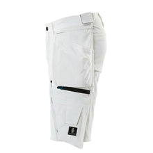 Short, poches suspendues amovibles, short artisan stretch, blanc