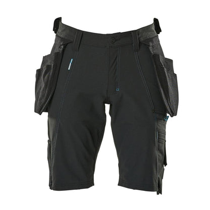 Shorts, tasche appese rimovibili, shorts artigianali elasticizzati, nero