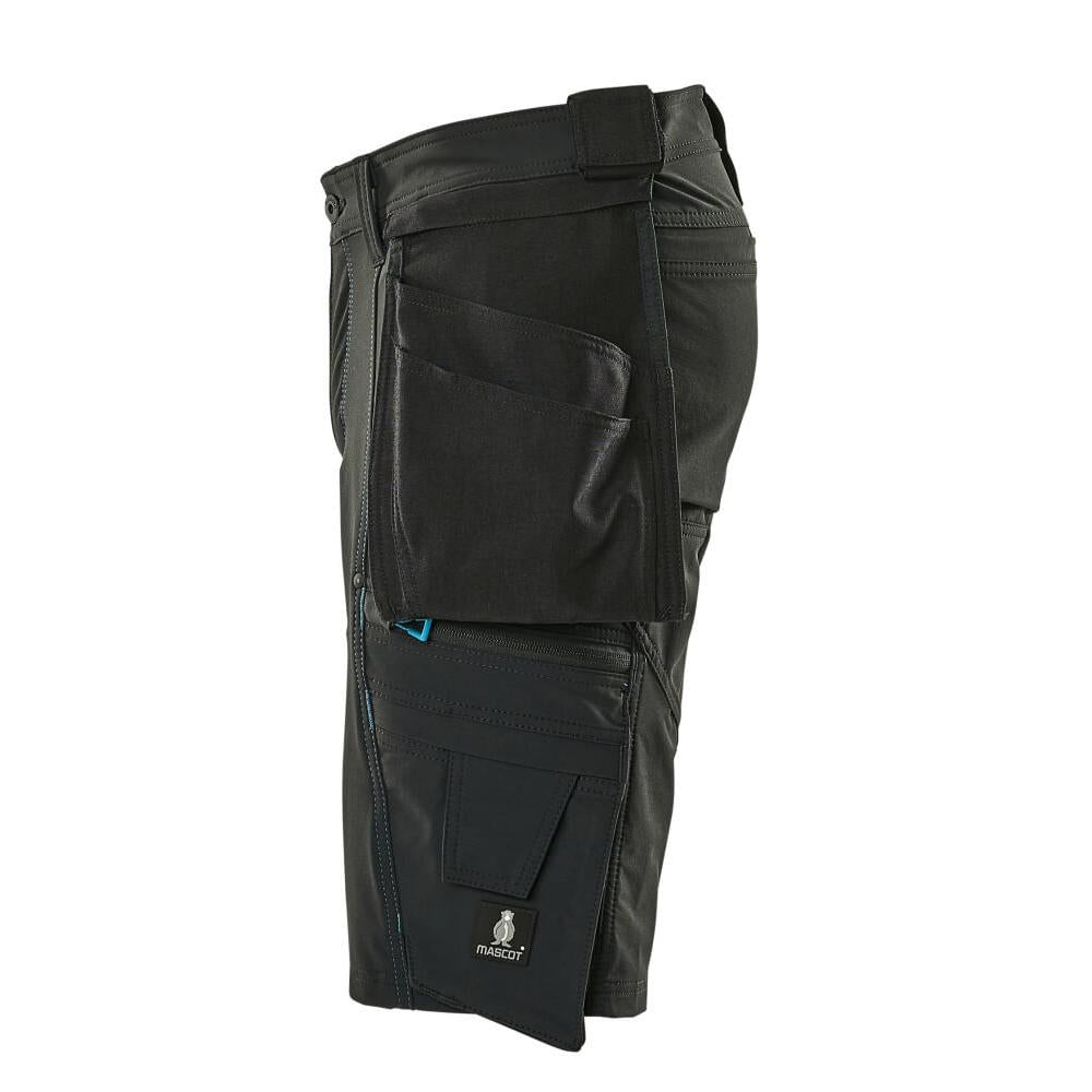 Shorts, tasche appese rimovibili, shorts artigianali elasticizzati, nero
