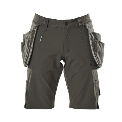 Shorts, tasche appese removibili, shorts artigianali elasticizzati, antracite scuro