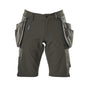 Shorts, tasche appese removibili, shorts artigianali elasticizzati, antracite scuro