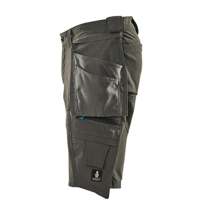 Shorts, tasche appese removibili, shorts artigianali elasticizzati, antracite scuro