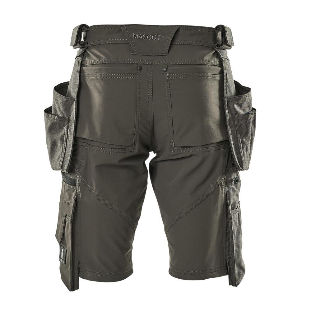 Shorts, tasche appese removibili, shorts artigianali elasticizzati, antracite scuro