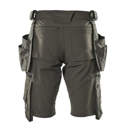 Shorts, tasche appese removibili, shorts artigianali elasticizzati, antracite scuro