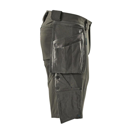 Shorts, tasche appese removibili, shorts artigianali elasticizzati, antracite scuro