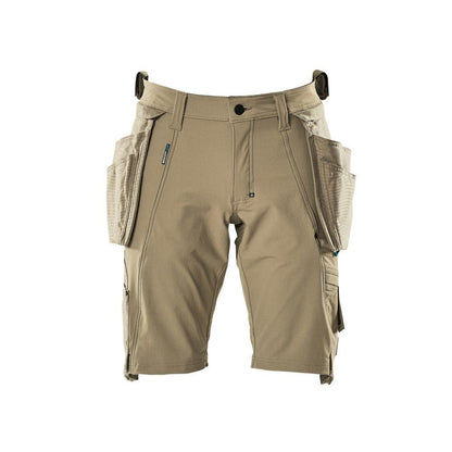 Shorts, tasche appese rimovibili, shorts artigianali elasticizzati, kaki chiaro